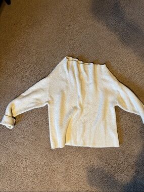 Treasure & Bond Cream Off-Shoulder Ribbed Sweater